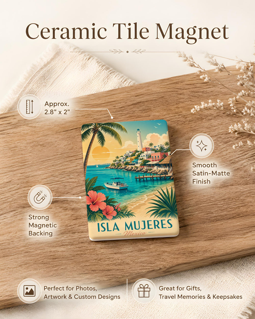 Isla Mujeres Mexico Fridge Magnet, Isla Mujeres Souvenir Magnet, Mexico Travel Gift, Caribbean Island Keepsake Magnet