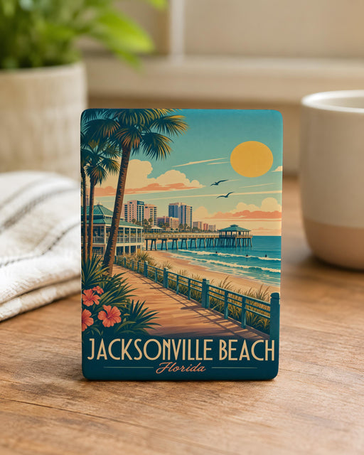 Jacksonville Beach FL Fridge Magnet, Florida Beach Souvenir Magnet, Jacksonville Beach Travel Keepsake, Coastal Vacation Gift