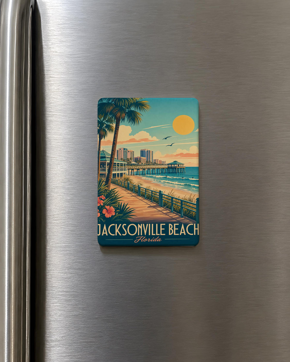 Jacksonville Beach FL Fridge Magnet, Florida Beach Souvenir Magnet, Jacksonville Beach Travel Keepsake, Coastal Vacation Gift