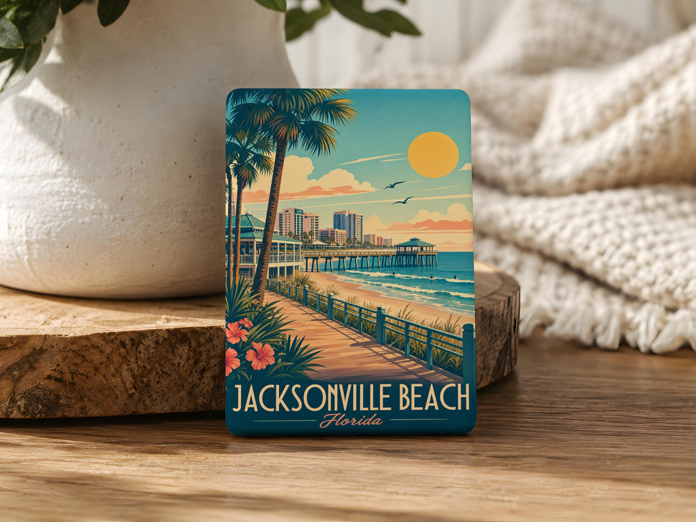 Jacksonville Beach FL Fridge Magnet, Florida Beach Souvenir Magnet, Jacksonville Beach Travel Keepsake, Coastal Vacation Gift