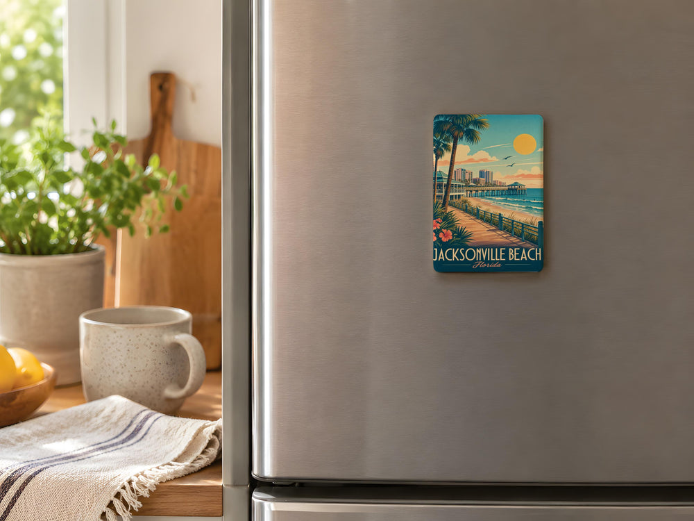 Jacksonville Beach FL Fridge Magnet, Florida Beach Souvenir Magnet, Jacksonville Beach Travel Keepsake, Coastal Vacation Gift