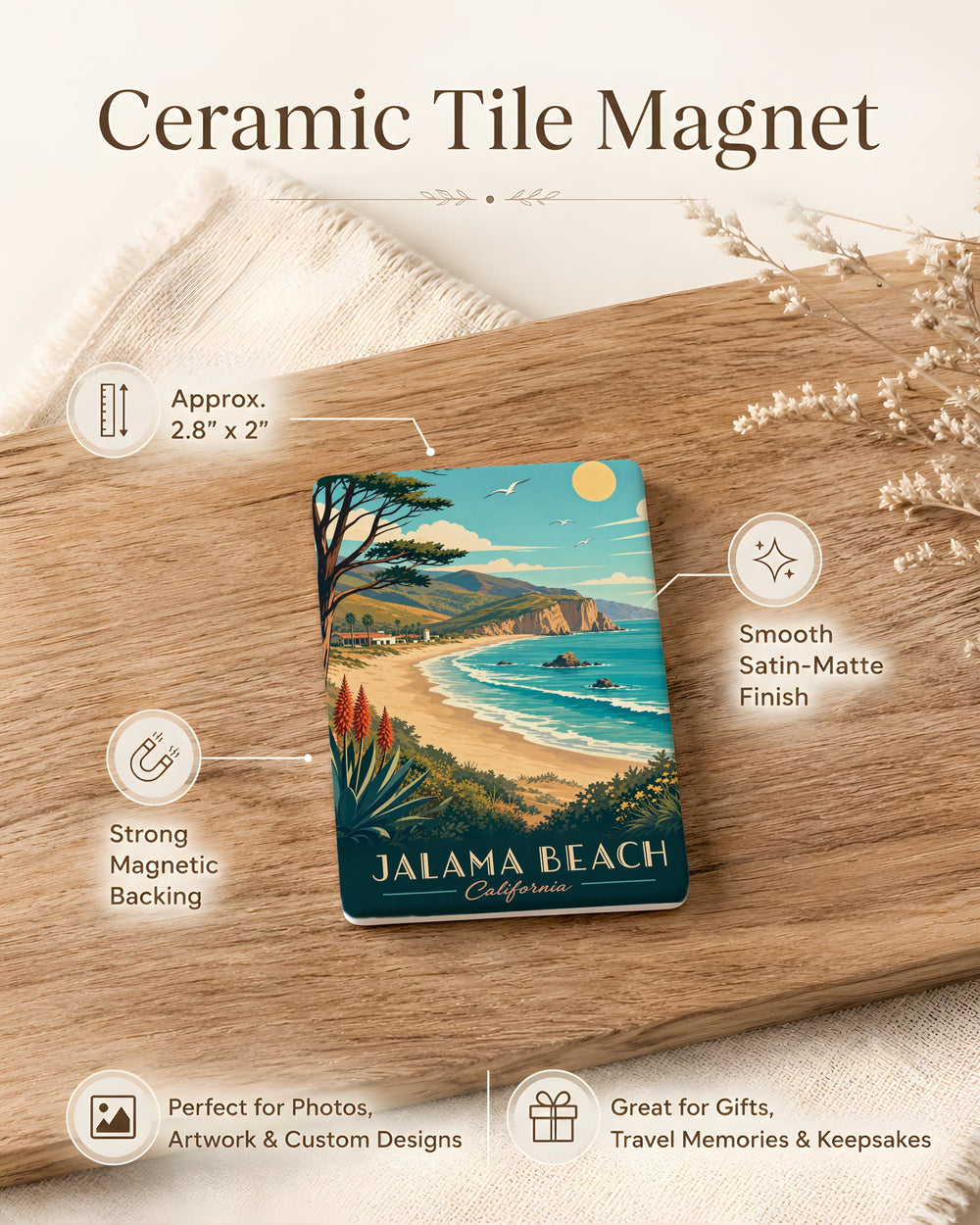 Jalama Beach Fridge Magnet, California Coastal Souvenir Magnet, Beach Lover Gift, Santa Barbara County Travel Keepsake