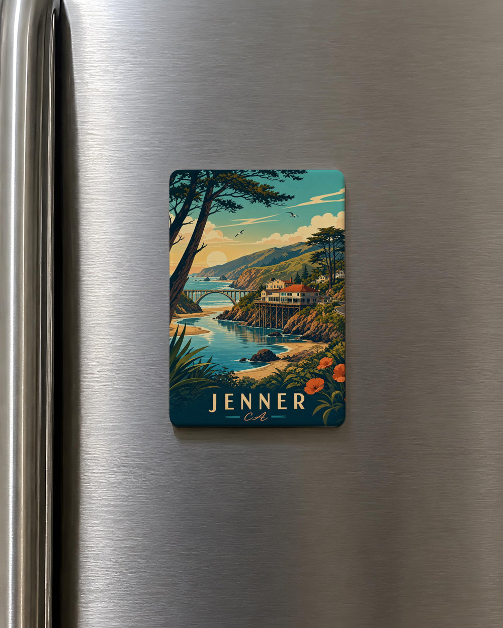 Jenner CA Fridge Magnet, Jenner California Souvenir Magnet, Sonoma Coast Travel Gift, Russian River Mouth Keepsake Magnet