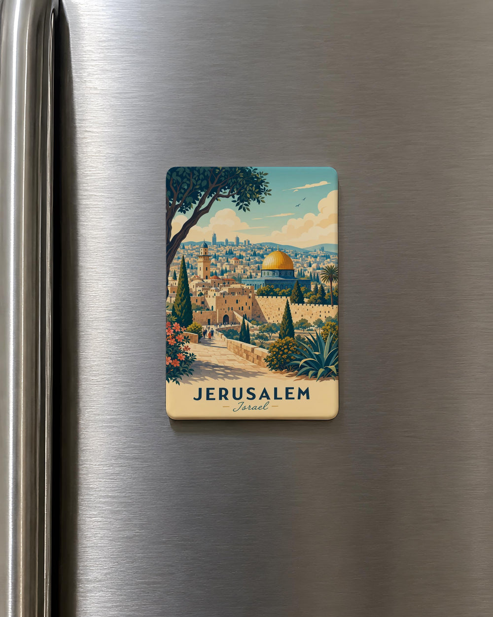 Jerusalem Israel Fridge Magnet, Holy City Souvenir Magnet, Jerusalem Travel Keepsake, Israel Landmark Refrigerator Magnet