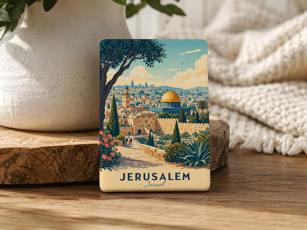Jerusalem Israel Fridge Magnet, Holy City Souvenir Magnet, Jerusalem Travel Keepsake, Israel Landmark Refrigerator Magnet