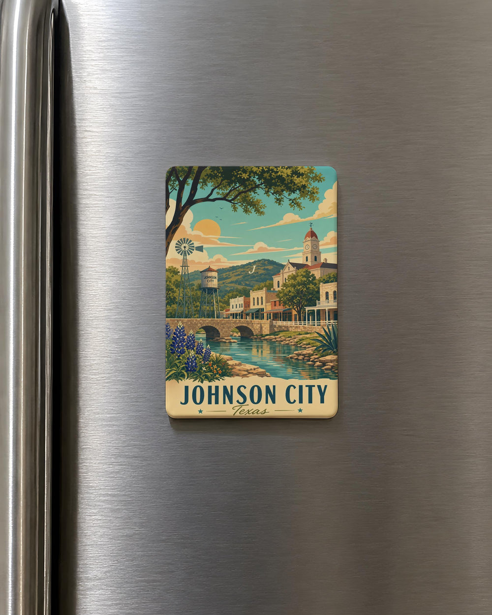 Johnson City TX Fridge Magnet, Texas Hill Country Souvenir Magnet, Johnson City Texas Travel Gift, Local Landmark Keepsake Magnet
