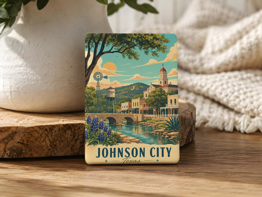 Johnson City TX Fridge Magnet, Texas Hill Country Souvenir Magnet, Johnson City Texas Travel Gift, Local Landmark Keepsake Magnet