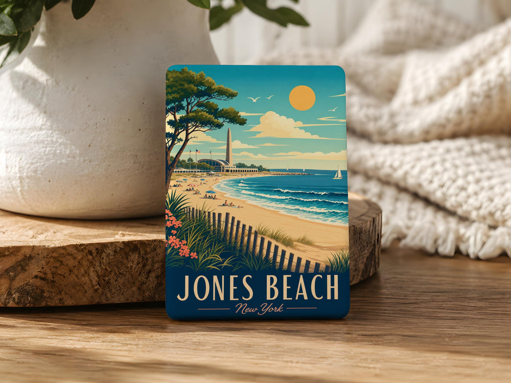 Jones Beach NY Fridge Magnet, Long Island New York Beach Souvenir, Coastal Landmark Travel Keepsake Gift