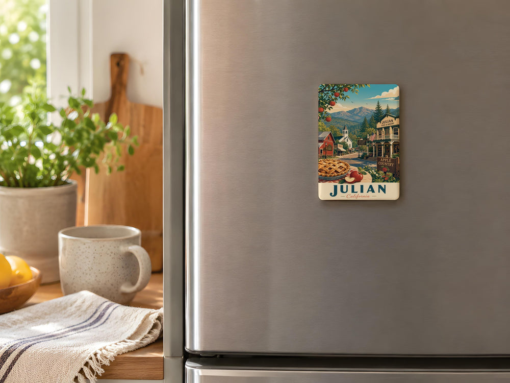 Julian CA Fridge Magnet, Julian California Souvenir Magnet, Mountain Town Travel Gift, San Diego County Keepsake Magnet
