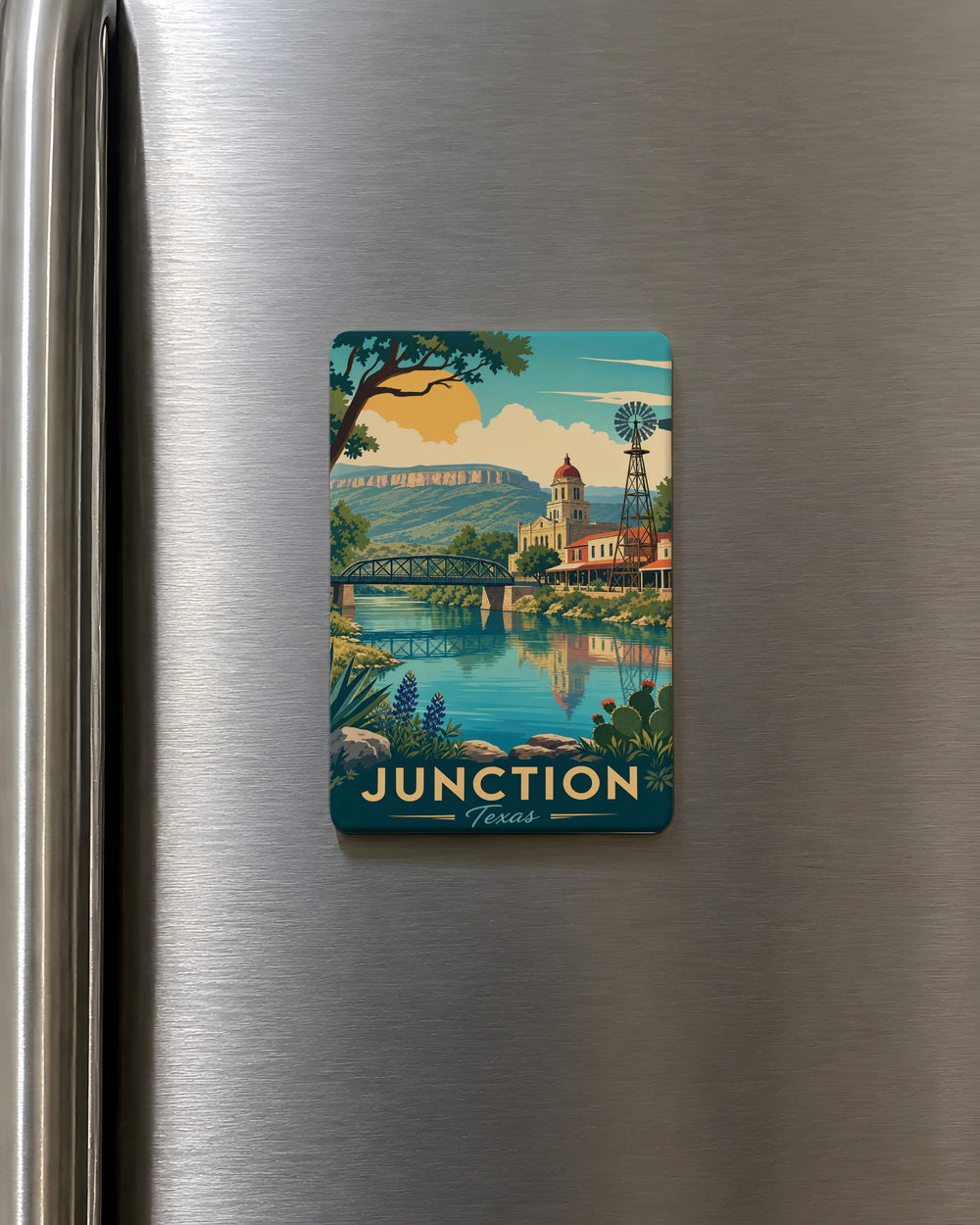 Junction TX Fridge Magnet, Junction Texas Souvenir Magnet, Kimble County Travel Gift, Texas Road Trip Refrigerator Magnet