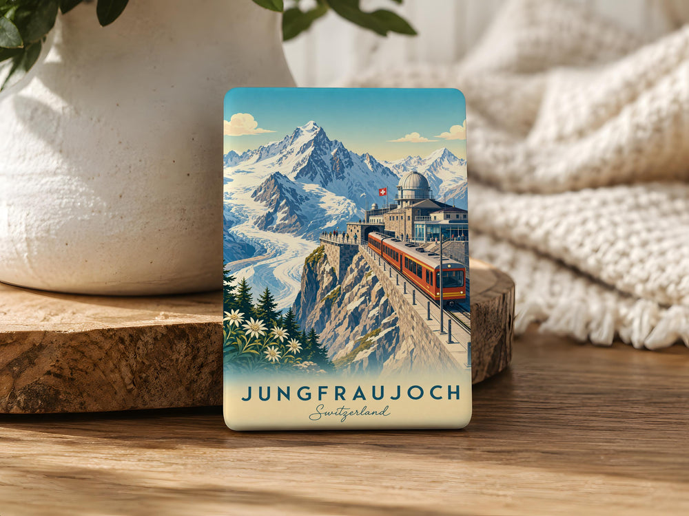 Jungfraujoch Fridge Magnet, Swiss Alps Souvenir Magnet, Top of Europe Mountain Travel Keepsake, Switzerland Landmark Magnet