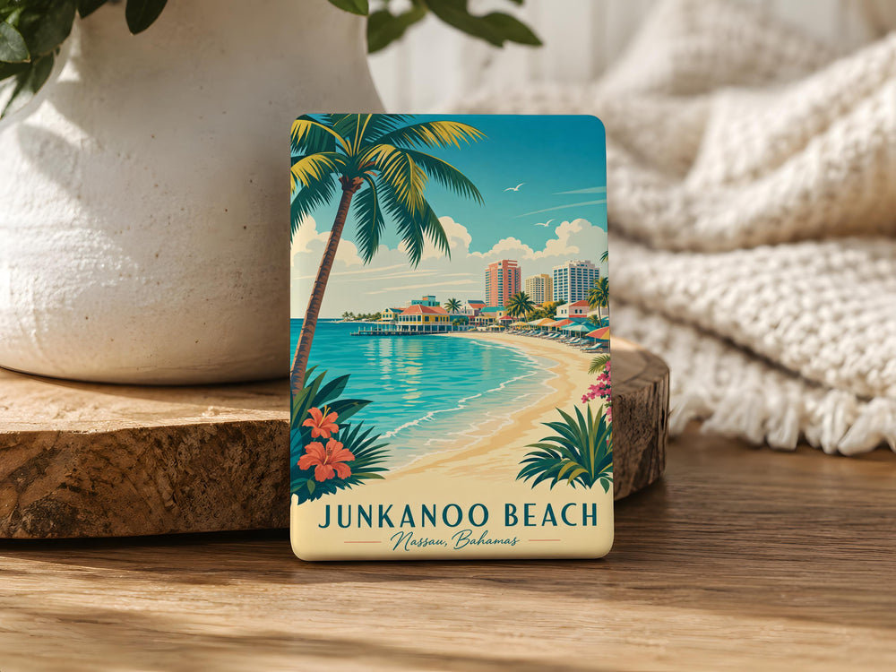 Junkanoo Beach Fridge Magnet, Bahamas Beach Souvenir Magnet, Nassau Beach Scene Magnet, Coastal Vacation Travel Gift Magnet