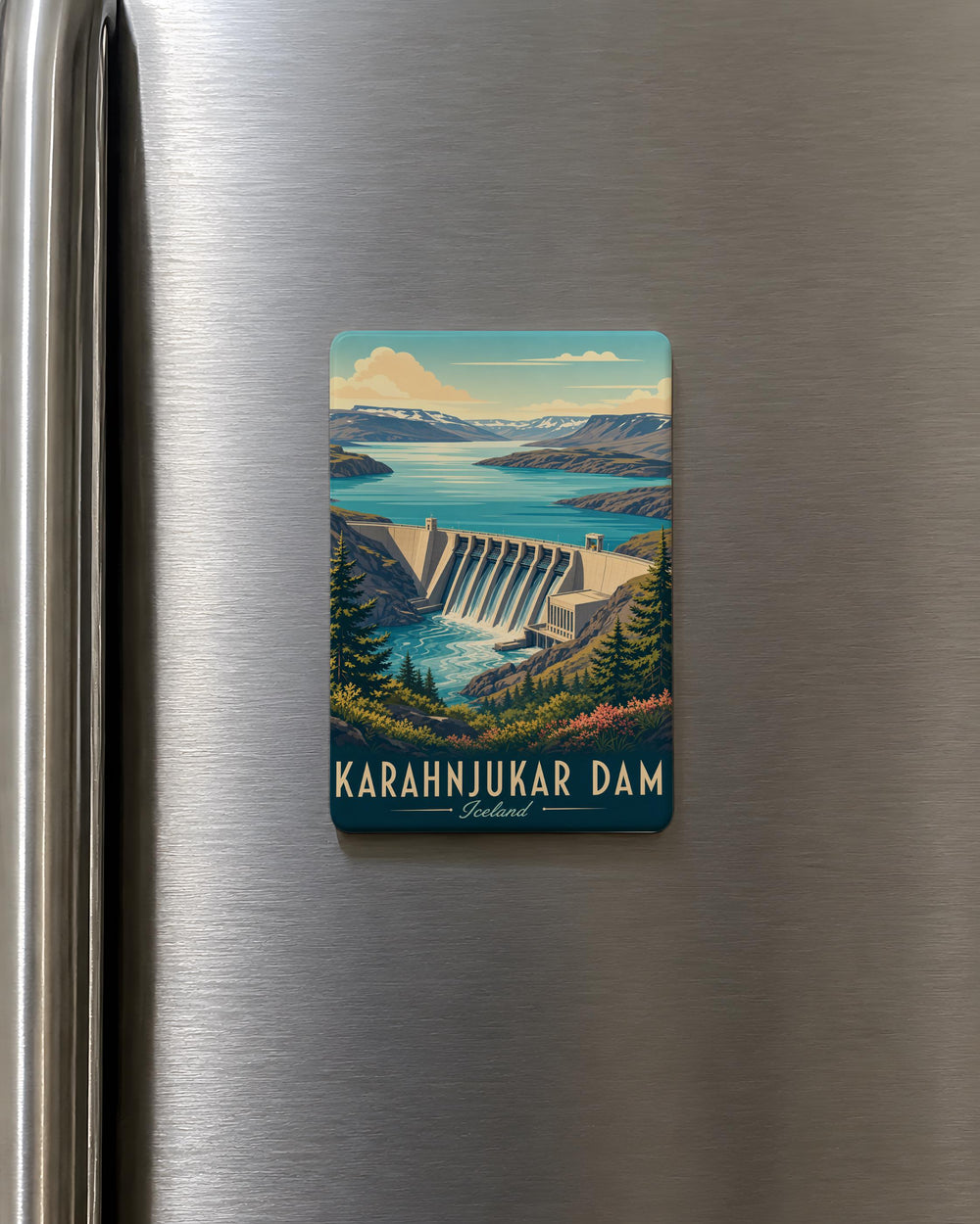 Karahnjukar Dam Fridge Magnet Iceland Hydroelectric Landmark Souvenir Magnet Scandinavian Travel Keepsake Gift