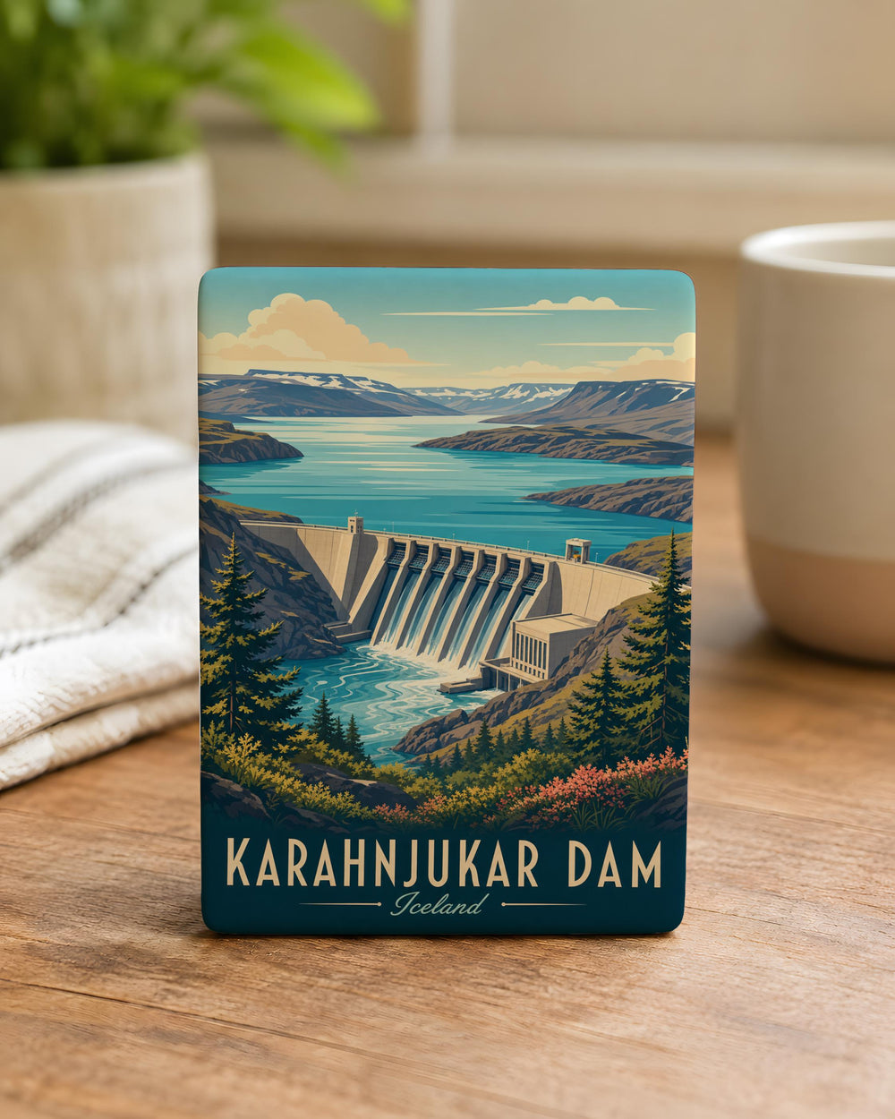 Karahnjukar Dam Fridge Magnet Iceland Hydroelectric Landmark Souvenir Magnet Scandinavian Travel Keepsake Gift
