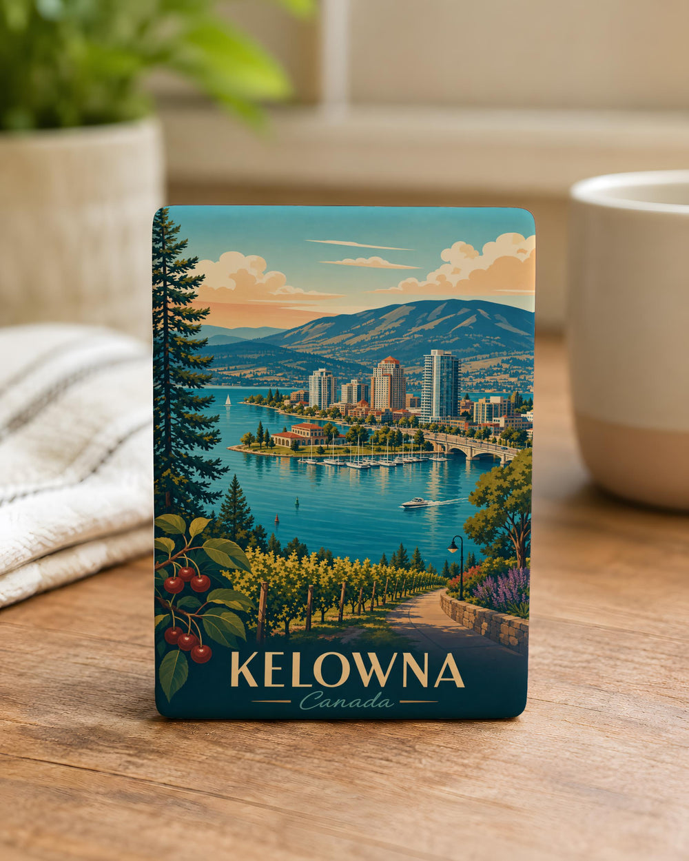 Kelowna Canada Fridge Magnet, Okanagan Lake Souvenir Magnet, Kelowna British Columbia Travel Gift, Canada Keepsake Magnet