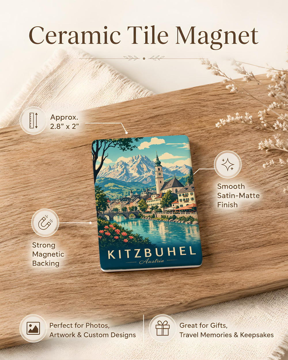 Kitzbuhel Austria Fridge Magnet, Kitzbuhel Tirol Souvenir Magnet, Austrian Alps Travel Gift, Kitzbuhel Landmark Magnet