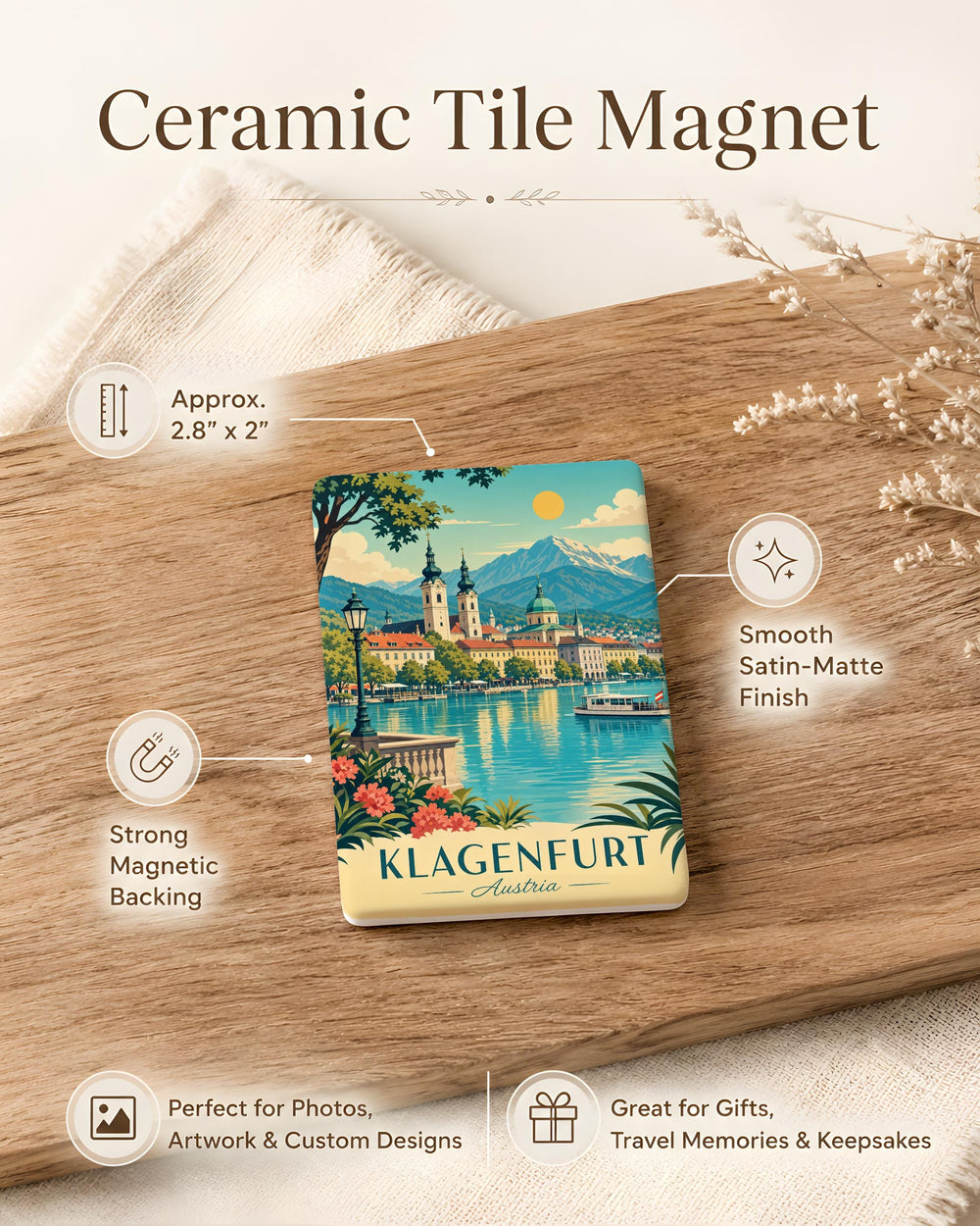 Klagenfurt Austria Fridge Magnet, Klagenfurt Souvenir Magnet, Austria Travel Gift, Carinthia Keepsake Magnet
