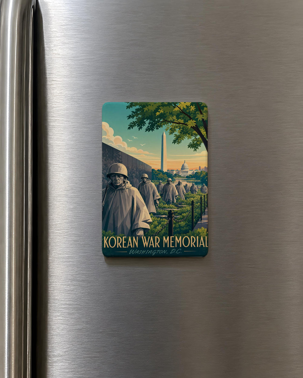 Korean War Memorial Fridge Magnet | Veterans Tribute Souvenir Magnet | Washington DC Memorial Keepsake Gift
