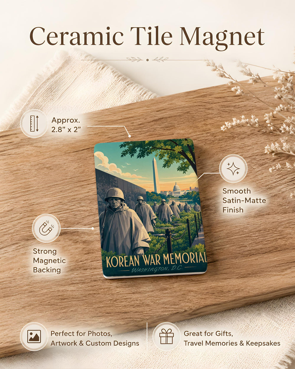Korean War Memorial Fridge Magnet | Veterans Tribute Souvenir Magnet | Washington DC Memorial Keepsake Gift