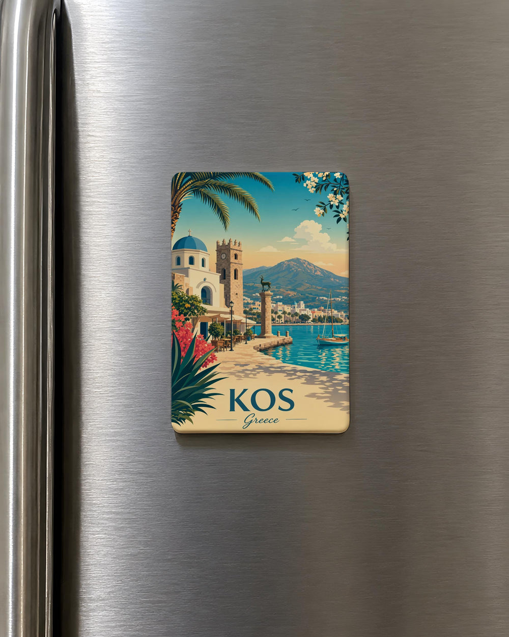 Kos Greece Fridge Magnet, Kos Island Souvenir Magnet, Greek Travel Gift, Aegean Sea Vacation Keepsake, Greece Refrigerator Magnet