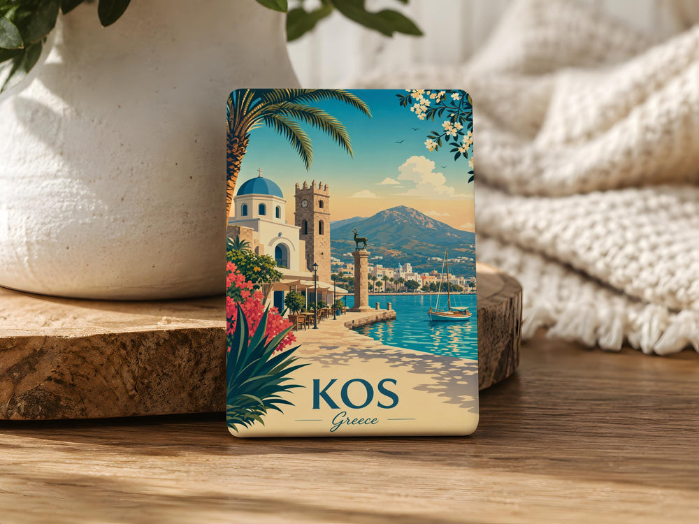 Kos Greece Fridge Magnet, Kos Island Souvenir Magnet, Greek Travel Gift, Aegean Sea Vacation Keepsake, Greece Refrigerator Magnet