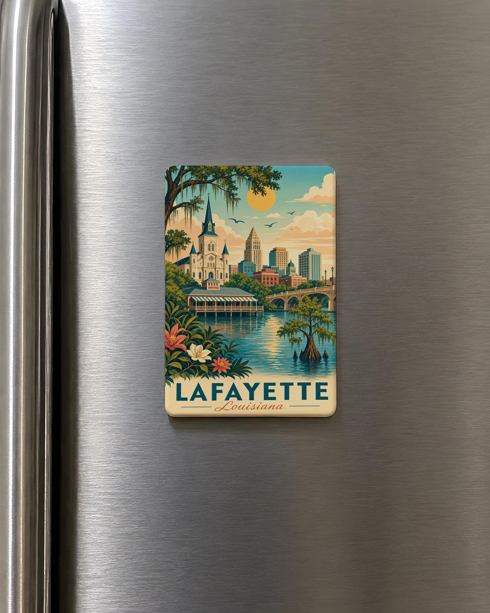 Lafayette Louisiana Fridge Magnet, Lafayette LA Souvenir Magnet, Louisiana Travel Gift, Cajun Country Keepsake Magnet