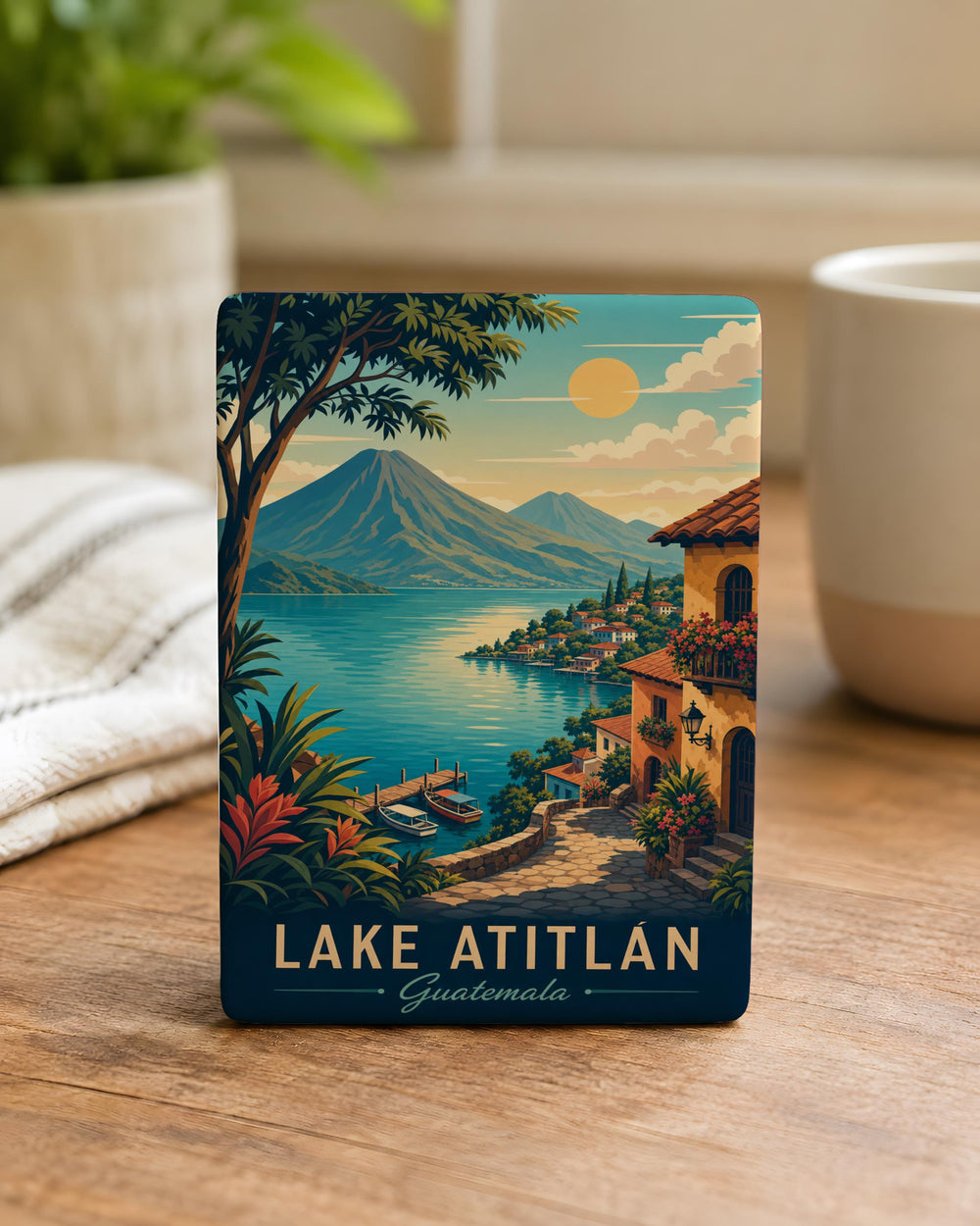 Lake Atitlan Guatemala Fridge Magnet, Panoramic Lake Atitlan Souvenir Magnet, Guatemala Travel Gift, Central America Keepsake Magnet
