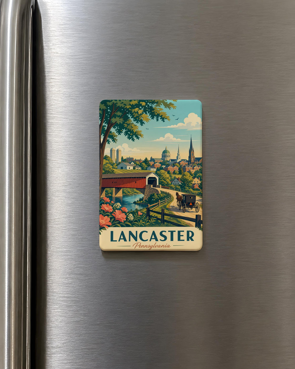 Lancaster Pennsylvania Fridge Magnet, Lancaster PA Souvenir Magnet, Pennsylvania Travel Gift, Lancaster County Keepsake Magnet