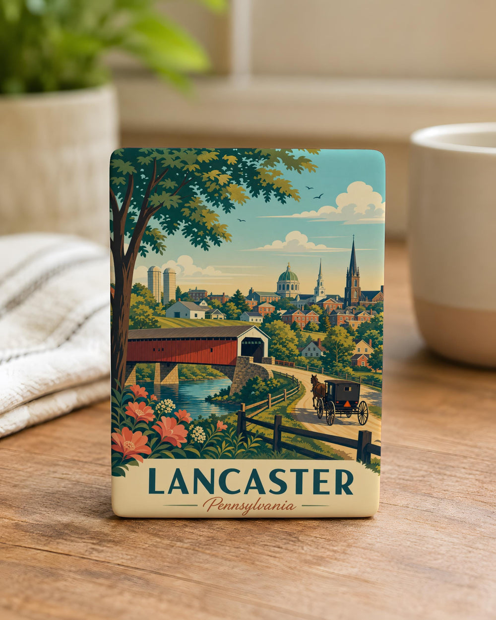 Lancaster Pennsylvania Fridge Magnet, Lancaster PA Souvenir Magnet, Pennsylvania Travel Gift, Lancaster County Keepsake Magnet