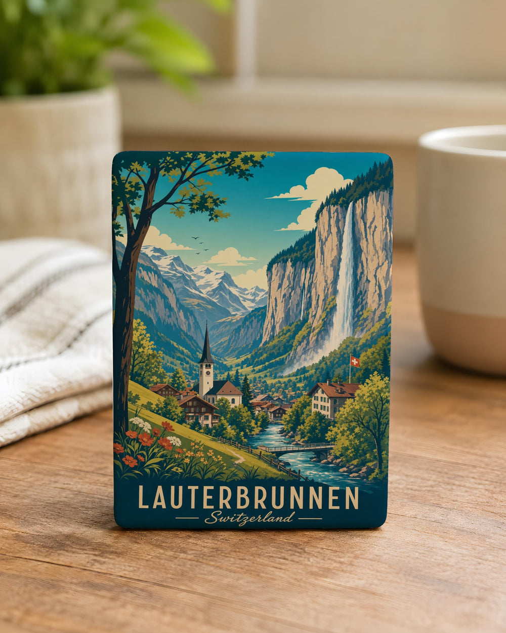 Lauterbrunnen Switzerland Fridge Magnet, Lauterbrunnen Valley Travel Souvenir, Swiss Alps Mountain Village Magnet