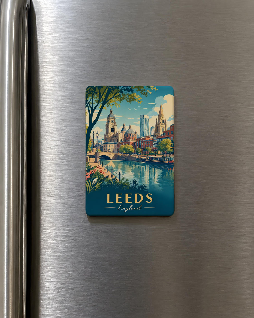 Leeds England Fridge Magnet, Leeds City Souvenir Magnet, UK Travel Keepsake, Yorkshire Landmark Magnet, Gift for Leeds Fans