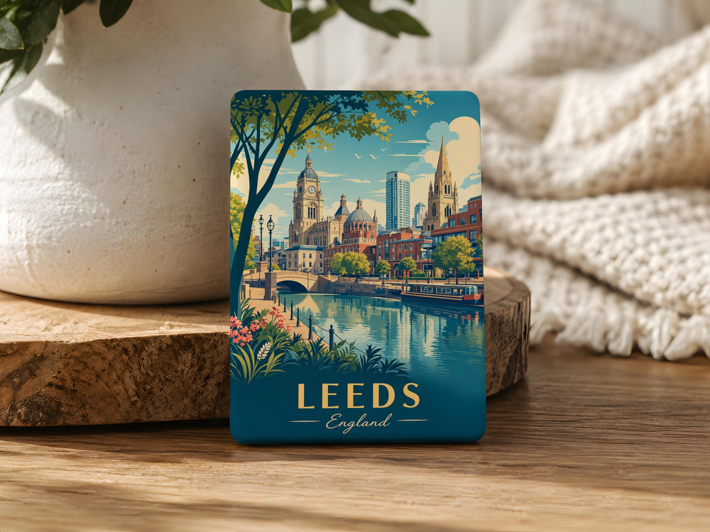 Leeds England Fridge Magnet, Leeds City Souvenir Magnet, UK Travel Keepsake, Yorkshire Landmark Magnet, Gift for Leeds Fans