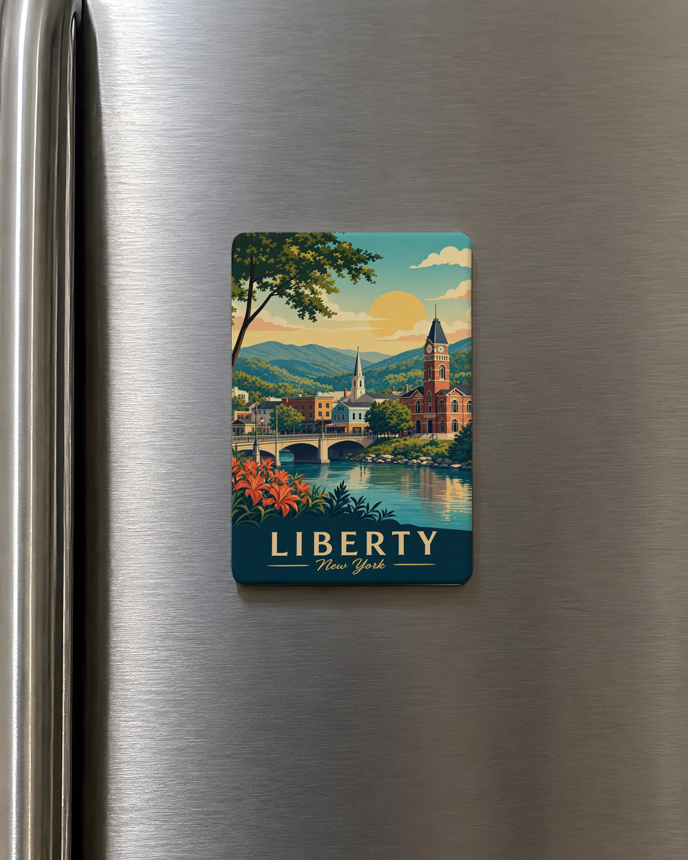 Liberty NY Fridge Magnet, Liberty New York Souvenir Magnet, Liberty NY Travel Keepsake, Catskills Town Magnet