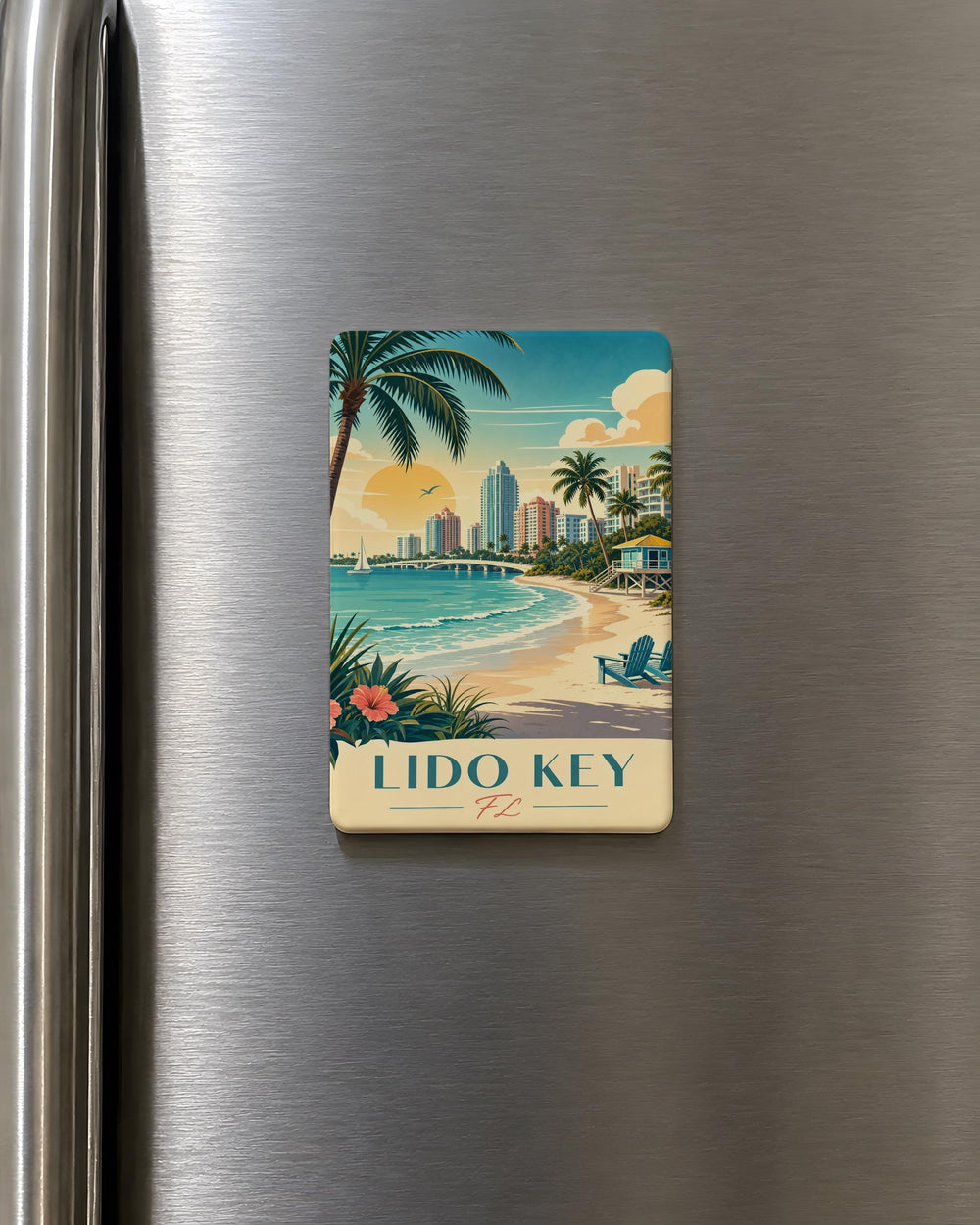 Lido Key Florida Fridge Magnet, Lido Key FL Souvenir Magnet, Sarasota Beach Gift, Coastal Vacation Keepsake Magnet
