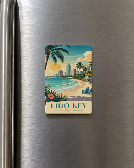 Lido Key Florida Fridge Magnet, Lido Key FL Souvenir Magnet, Sarasota Beach Gift, Coastal Vacation Keepsake Magnet