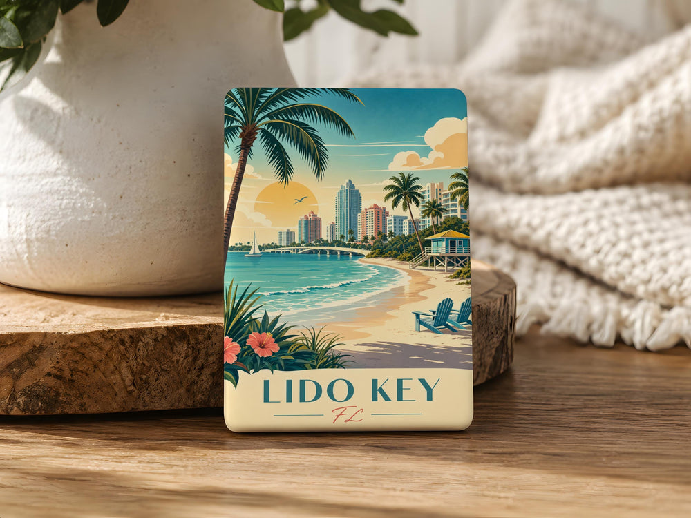 Lido Key Florida Fridge Magnet, Lido Key FL Souvenir Magnet, Sarasota Beach Gift, Coastal Vacation Keepsake Magnet