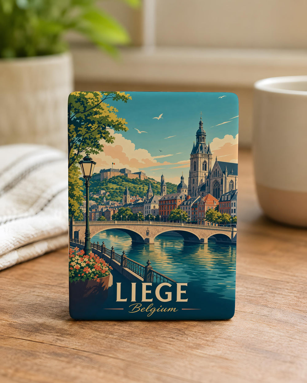 Liege Belgium Fridge Magnet, Liege Souvenir Magnet, Belgium Travel Keepsake, Liege City Landmark Refrigerator Magnet