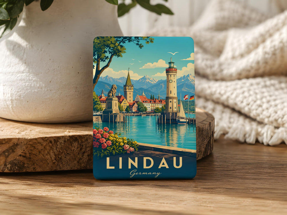 Lindau Germany Fridge Magnet, Lindau Island Lake Constance Souvenir Magnet, Bavarian Travel Gift, German Landmark Magnet