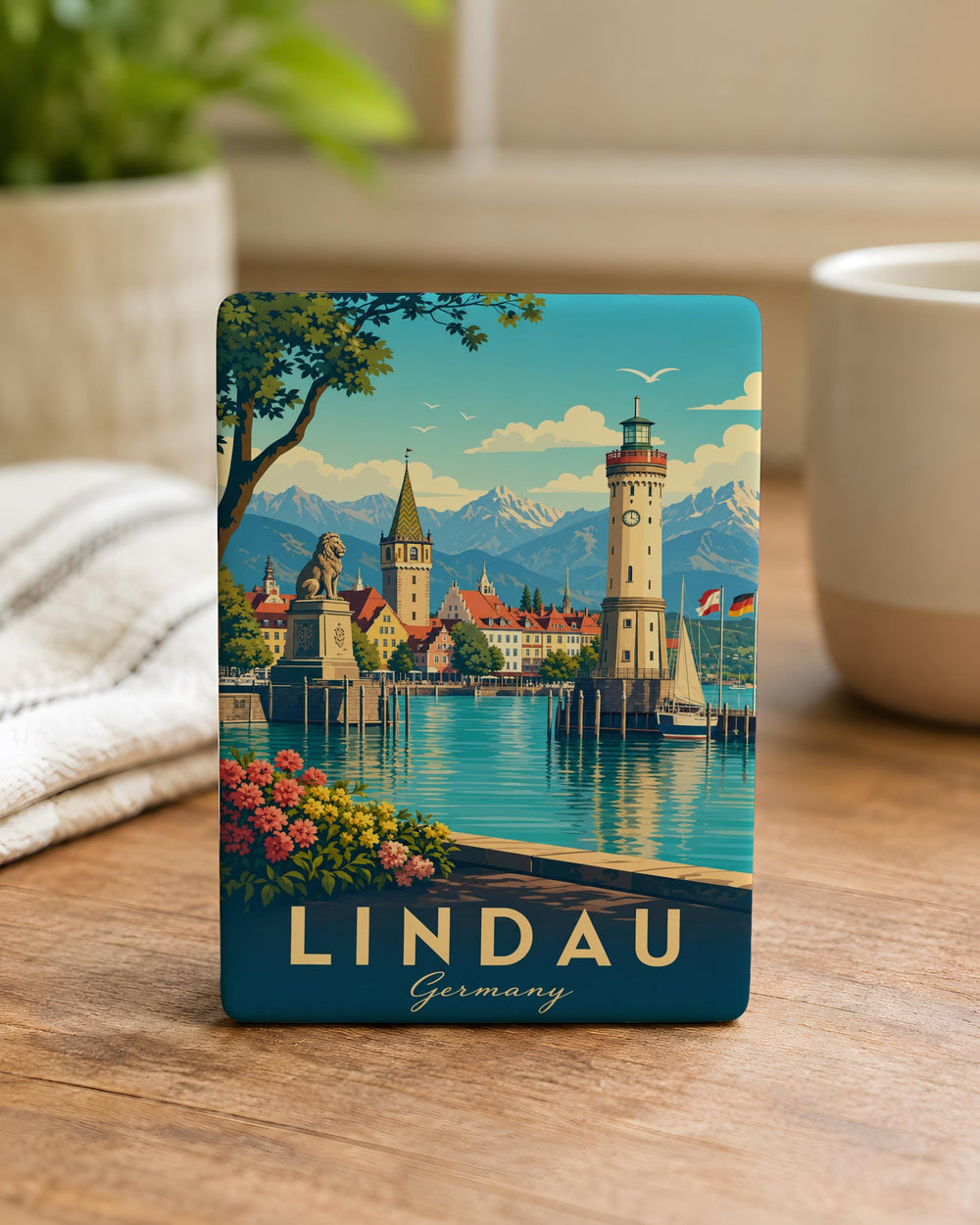Lindau Germany Fridge Magnet, Lindau Island Lake Constance Souvenir Magnet, Bavarian Travel Gift, German Landmark Magnet