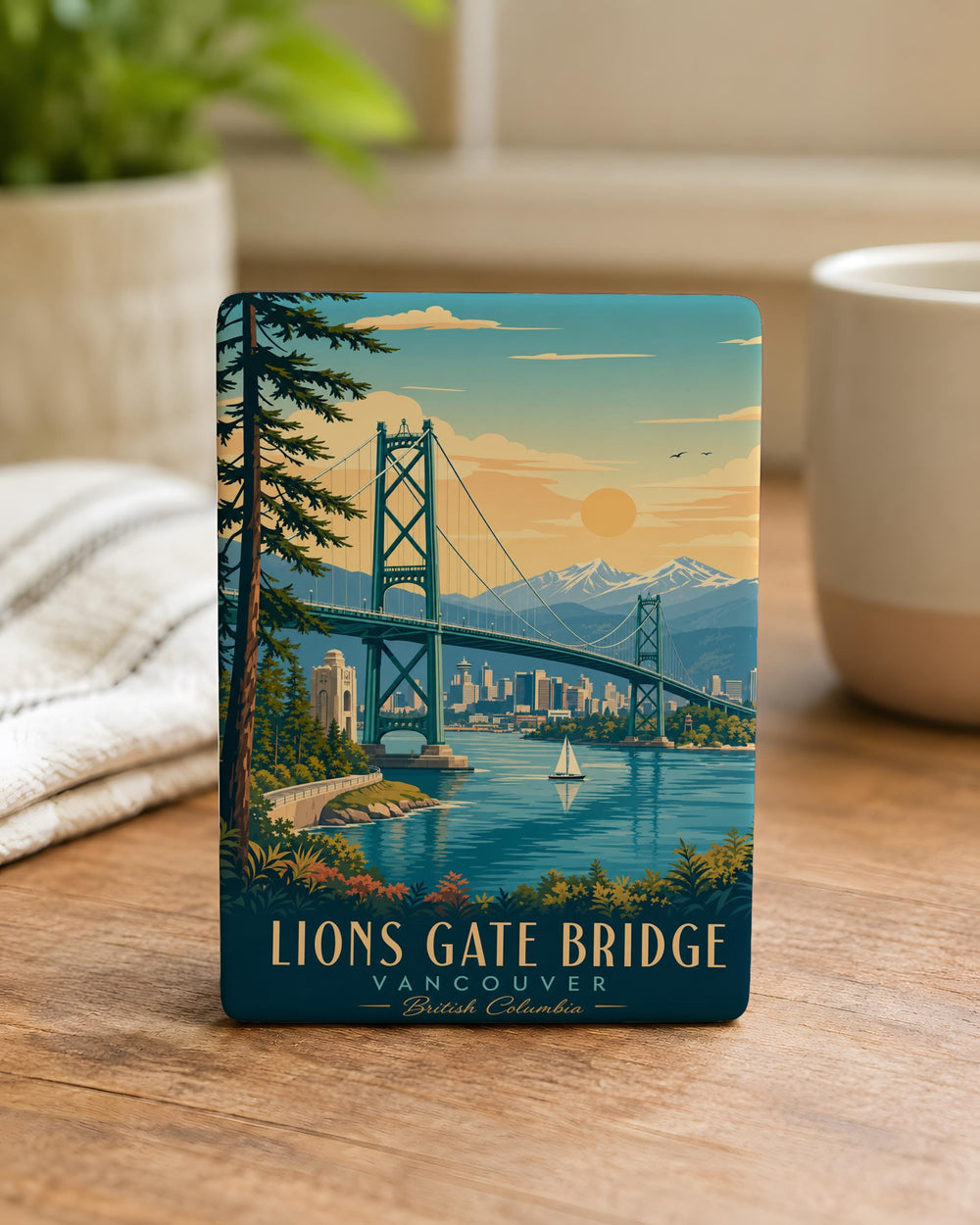 Lions Gate Bridge Fridge Magnet, Vancouver BC Landmark Souvenir Magnet, Canadian Icon Travel Keepsake Magnet