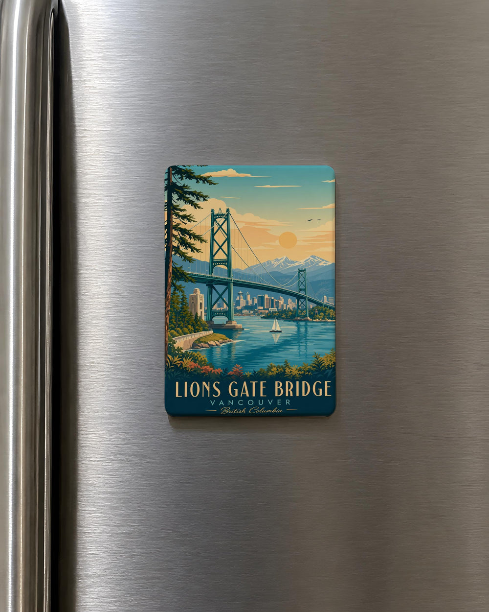 Lions Gate Bridge Fridge Magnet, Vancouver BC Landmark Souvenir Magnet, Canadian Icon Travel Keepsake Magnet