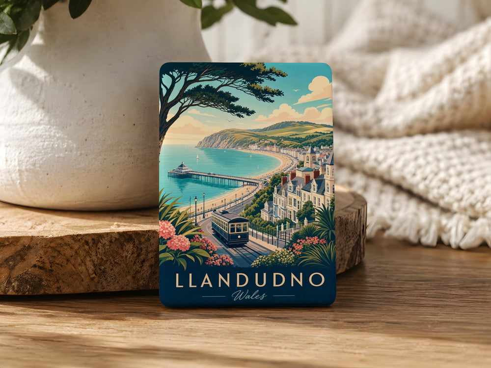 Llandudno Wales Fridge Magnet, Great Orme Tramway, Victorian Seaside Town Souvenir, North Wales Travel Keepsake Magnet