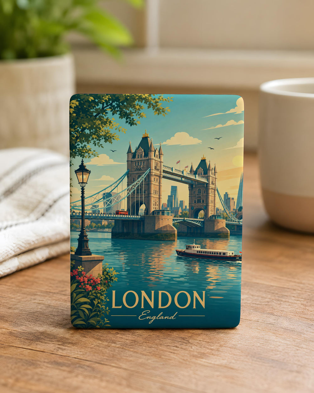 London Bridge Fridge Magnet, London England Landmark Souvenir Magnet, UK Travel Gift, River Thames Bridge Keepsake Magnet