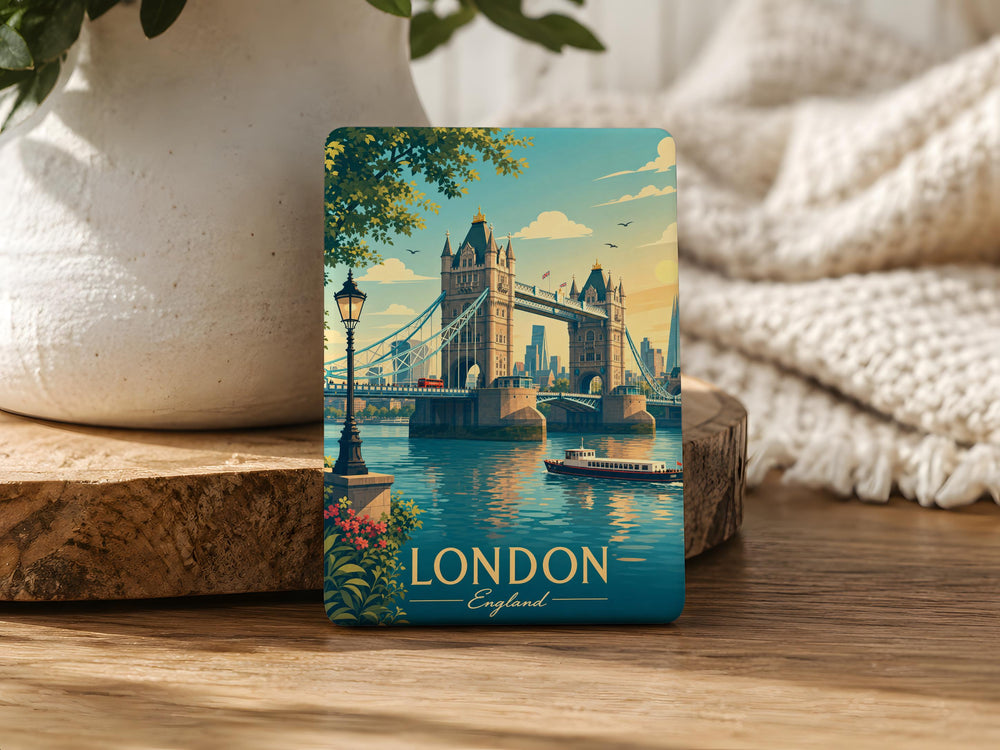 London Bridge Fridge Magnet, London England Landmark Souvenir Magnet, UK Travel Gift, River Thames Bridge Keepsake Magnet
