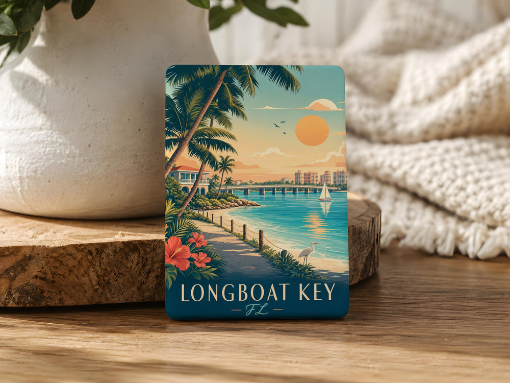Longboat Key Florida Fridge Magnet, Longboat Key FL Souvenir Magnet, Coastal Gulf Beach Town Travel Keepsake Gift