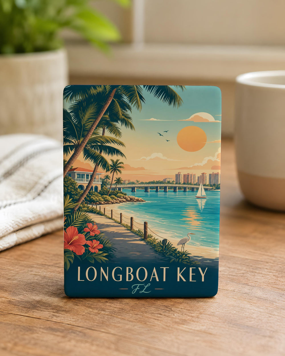 Longboat Key Florida Fridge Magnet, Longboat Key FL Souvenir Magnet, Coastal Gulf Beach Town Travel Keepsake Gift