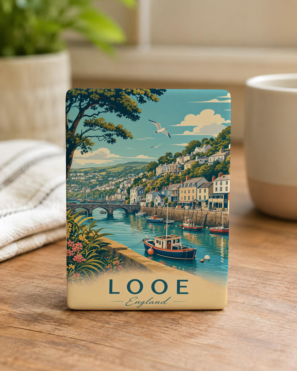 Looe England Fridge Magnet, Looe Cornwall Souvenir Magnet, Coastal Town Travel Keepsake, UK Seaside Gift, Looe Landmark Magnet
