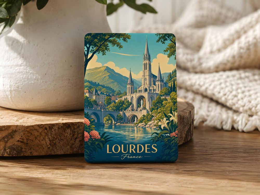 Lourdes France Fridge Magnet, Lourdes Sanctuary Souvenir Magnet, Our Lady of Lourdes Pilgrimage Travel Keepsake Magnet
