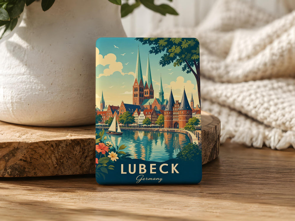 Lubeck Germany Fridge Magnet, Lübeck Skyline Souvenir Magnet, German Travel Gift, Historic Lübeck Landmark Magnet