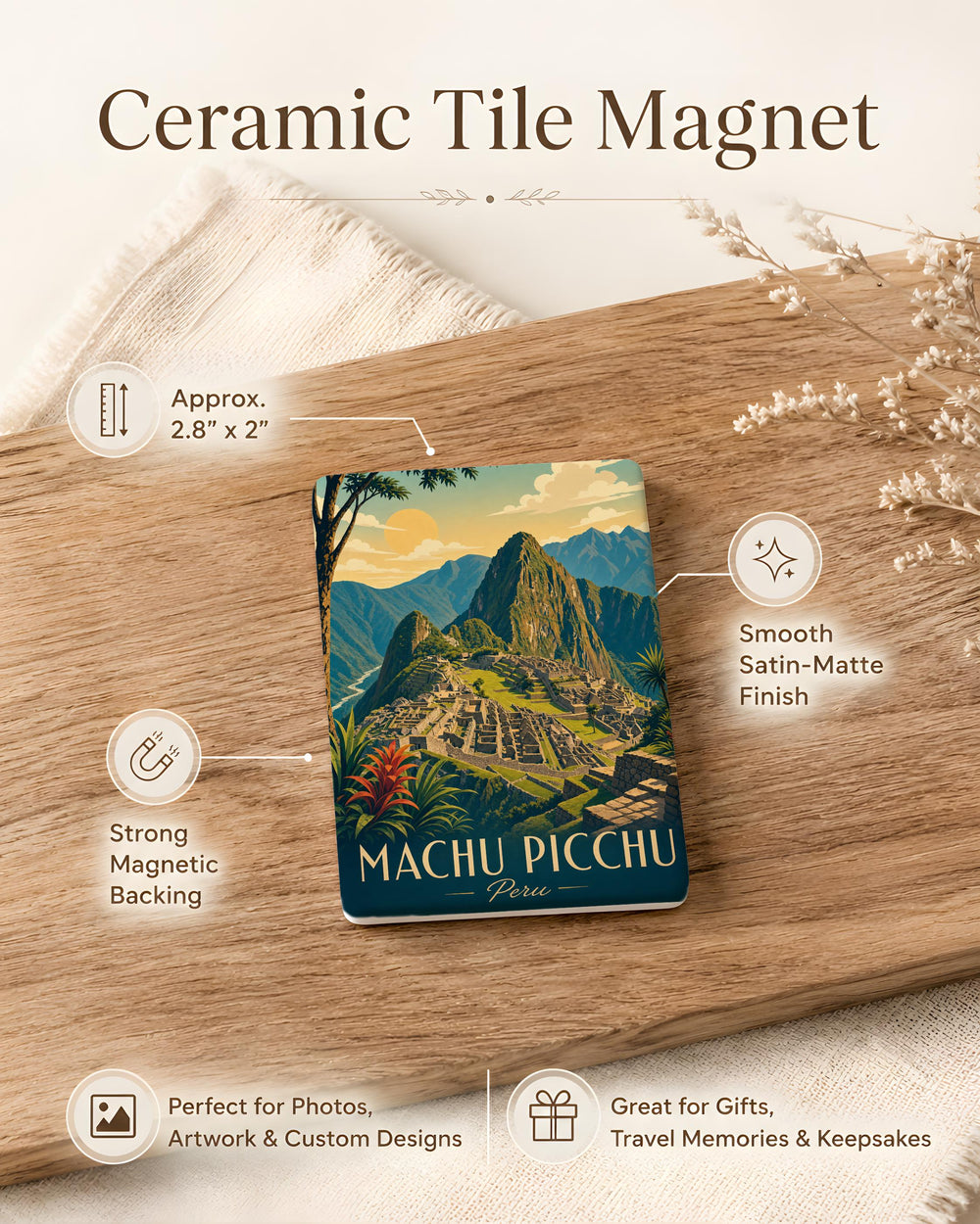 Machu Picchu Peru Fridge Magnet, Inca Ruins Souvenir Magnet, Peru Travel Gift, Cusco Landmark Refrigerator Magnet